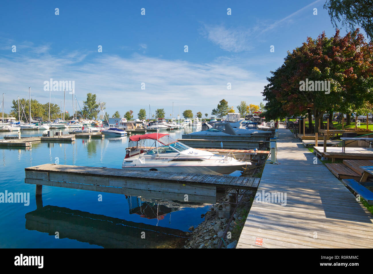 Toronto, Canada-22 October, 2018: Boating club, marina and restaurants located at the foot of the Scarborough Bluffs Stock Photo