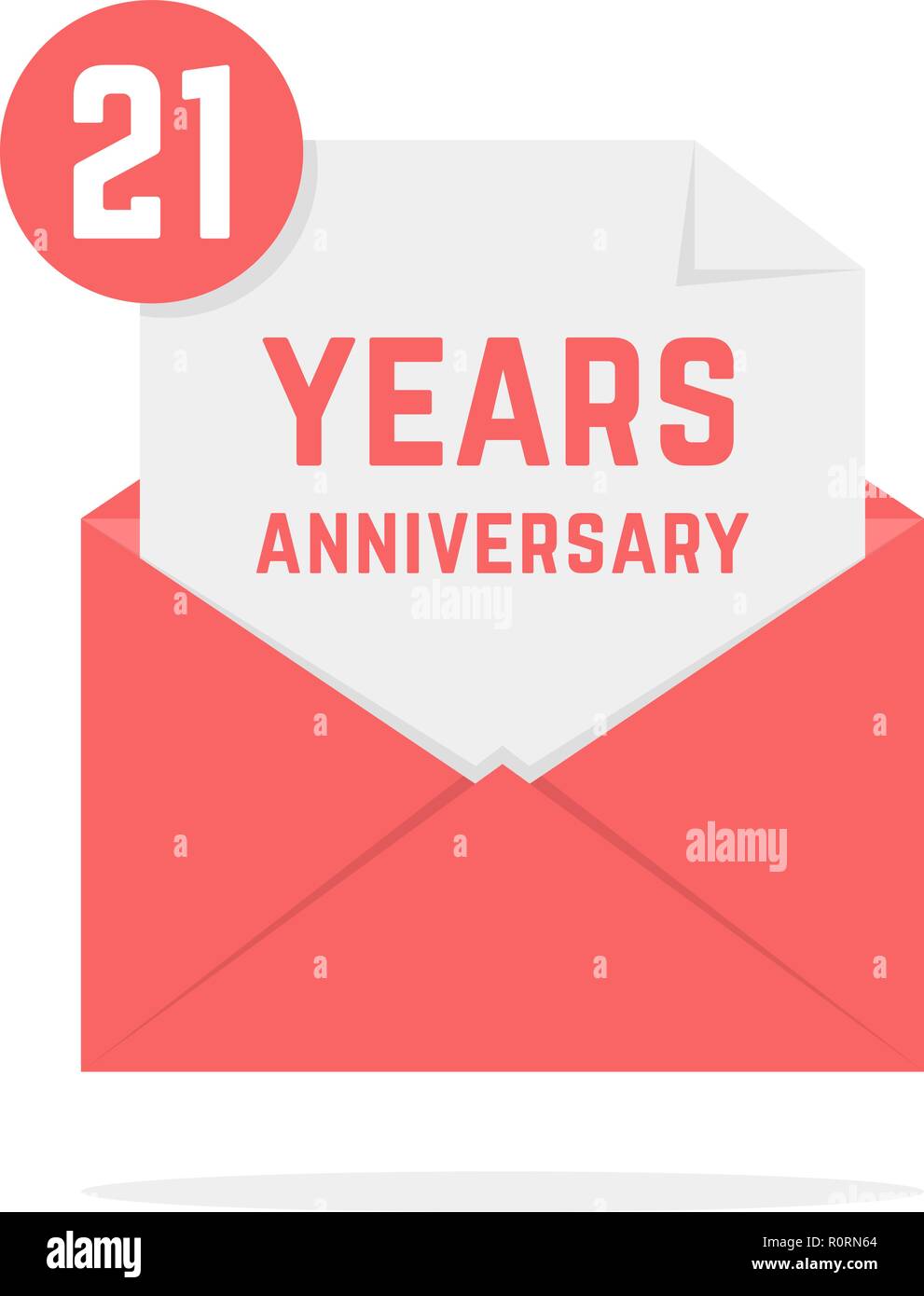 21 years anniversary icon in red open letter Stock Vector
