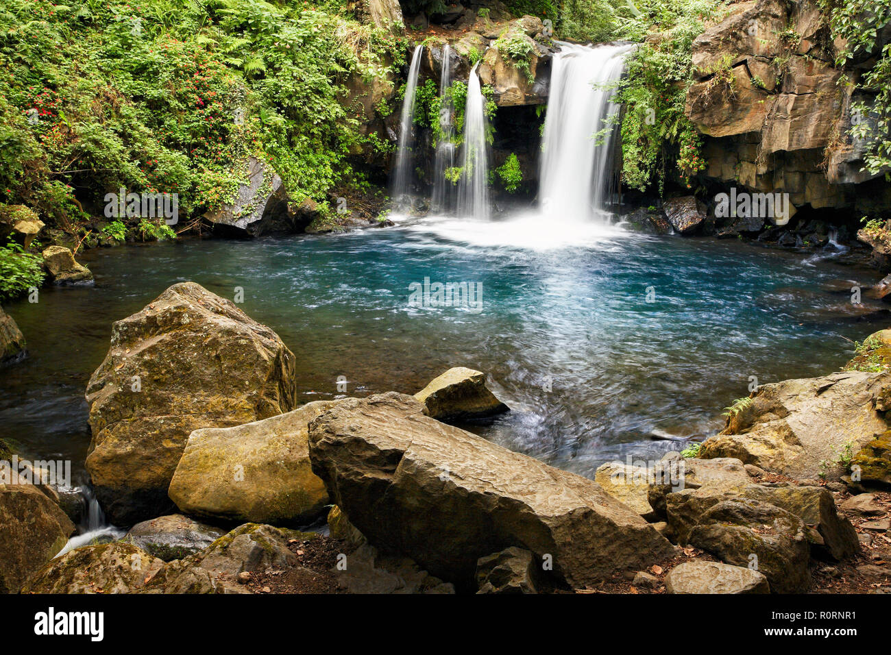The Golgota Waterfalls of the Cupatitzio River in Uruapan, Michoacan, Mexico. Stock Photo