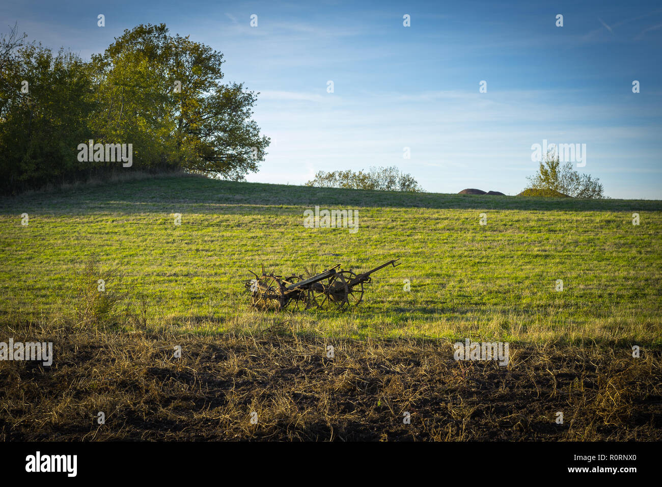 landscape farmers things on a field Stock Photo