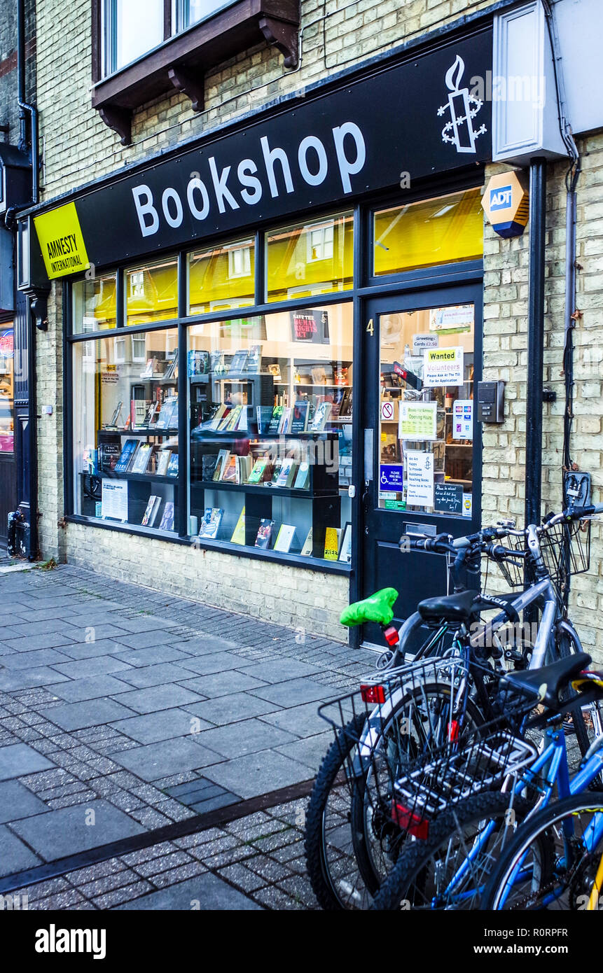 Amnesty International Bookshop - Amnesty International Charity bookshop on Mill Road Cambridge UK Stock Photo
