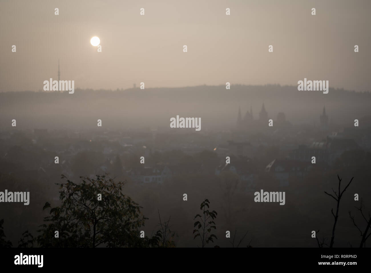 Foggy Landscape Germany Stock Photo