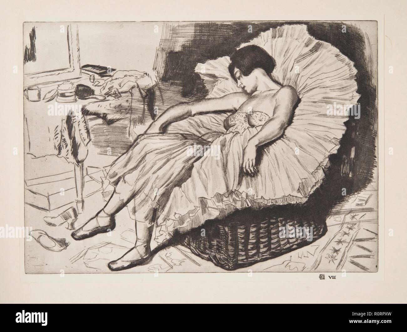 Dancer Sleeping, pub. 1925. Creator: Laura Knight (1877 - 1970). Stock Photo