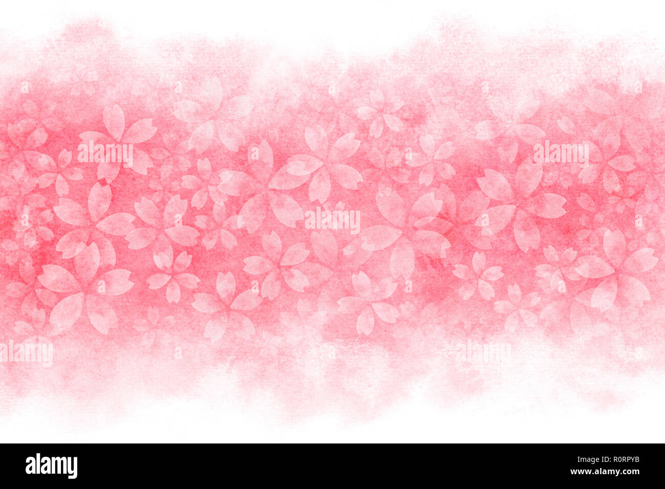 Japanese Cherry Blossom Abstract On Pink Watercolor Paint
