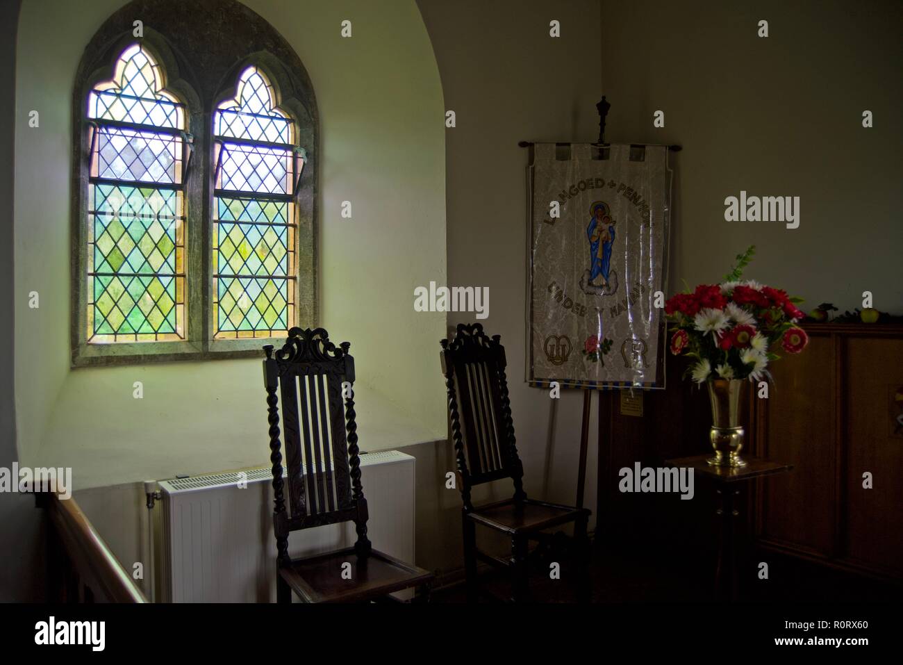 St Seiriol's Church Interior, Penmon, Anglesey, North Wales, UK Stock Photo