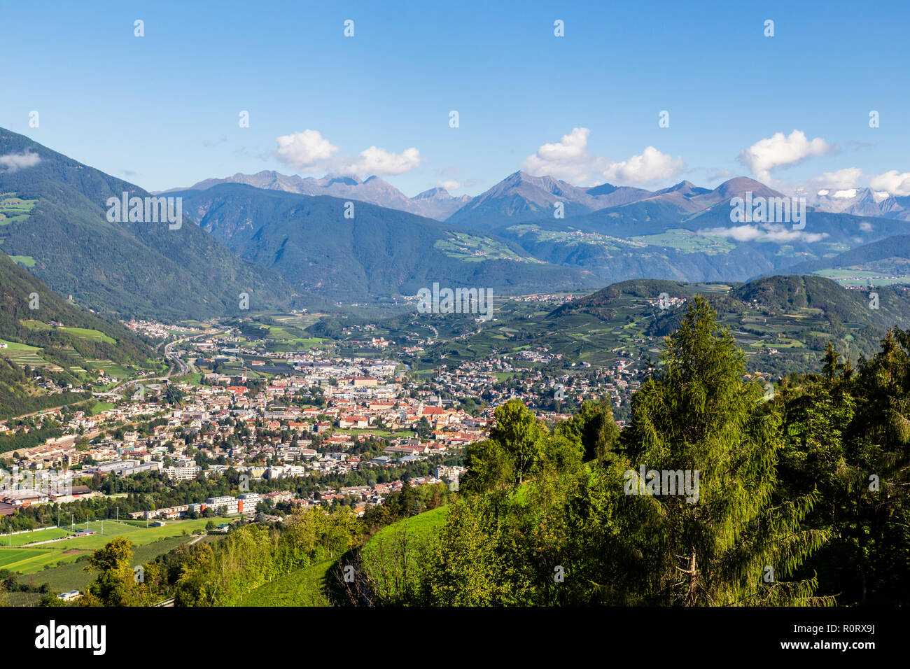 aerial view of Brixen, South Tyrol, Italy Stock Photo