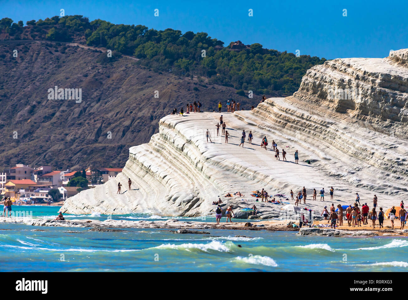 Realmonte Scala dei Turchi. A rocky cliff on the coast of Realmonte, near Porto ...
