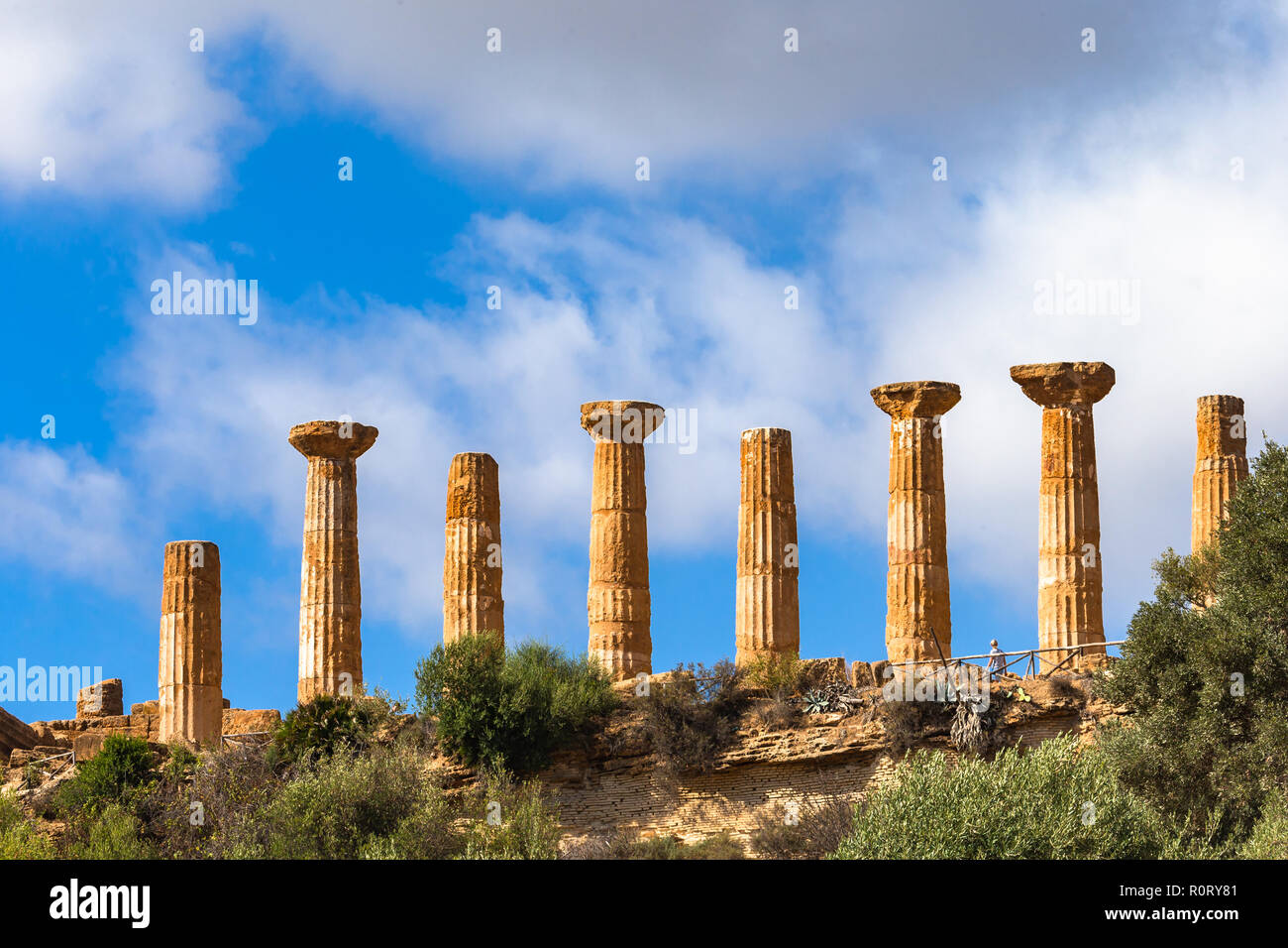 Valley of the Temples (Valle dei Templi) - valley of an ancient Greek Temple ruins built in the 5th century BC, Agrigento, Sicily, Italy. Stock Photo