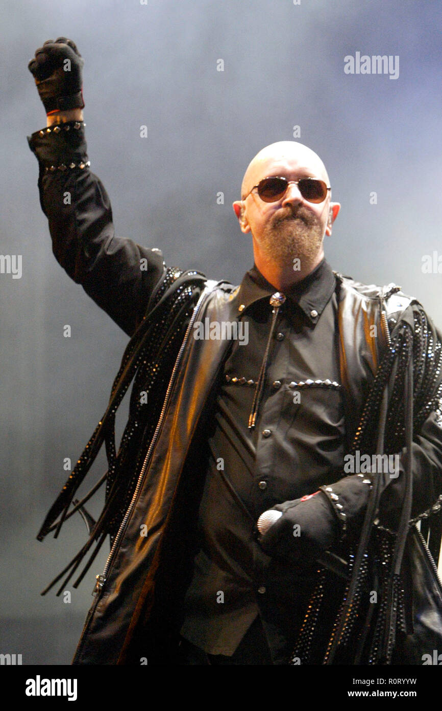 Rob Halford Judas Priest performing live in concert at Acer Arena. Sydney,  Australia. 13.09.08 Stock Photo - Alamy