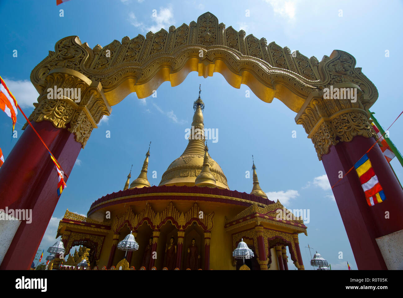 Golden Temple located at Balaghata in Bandarban town. It was built by the Government of Myanmar as a symbol of friendship between Bangladesh and Myanm Stock Photo