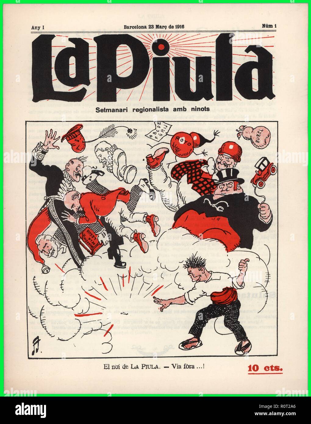 Portada del semanario regionalista La Piula, número uno, editada en Barcelona, marzo de 1916. Stock Photo