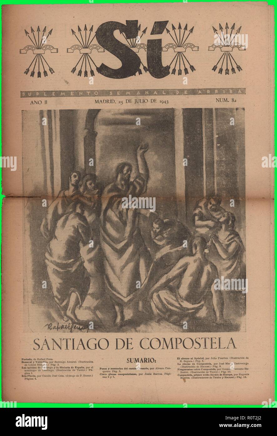 Portada de la revista Sí, suplemento semanal de Arriba, editado en Madrid, julio de 1943. Stock Photo