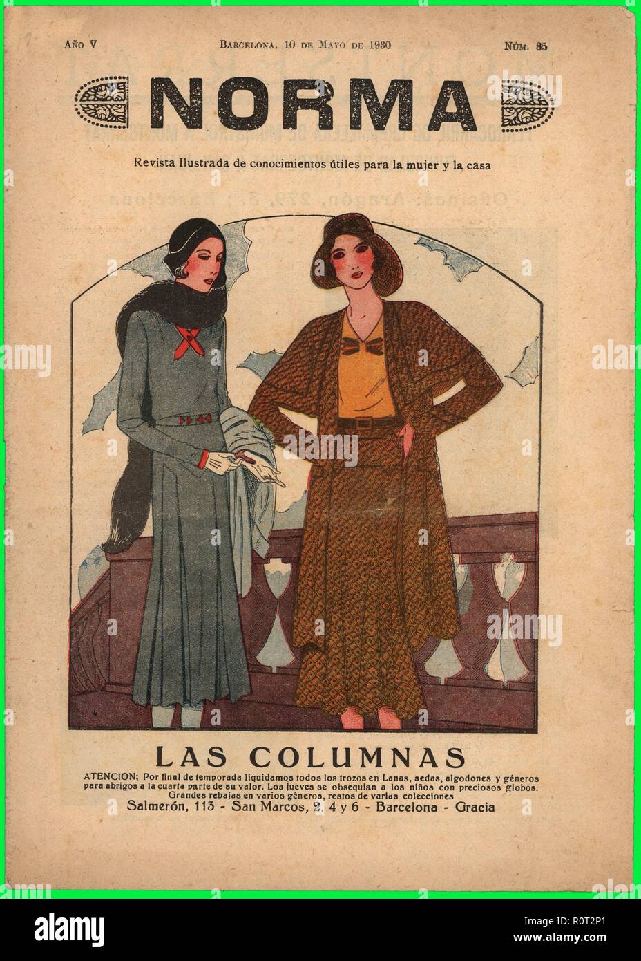 Portada de la revista para la mujer y la casa Norma, editada en Barcelona, mayo de 1930. Stock Photo
