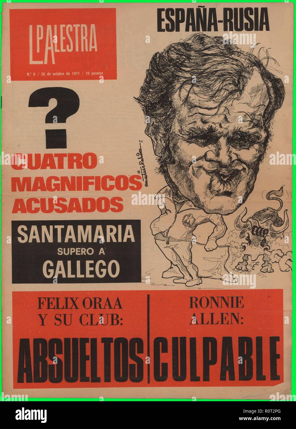 Portada de la revista de información deportiva La Palestra, editada en Madrid, octubre de 1971. Stock Photo
