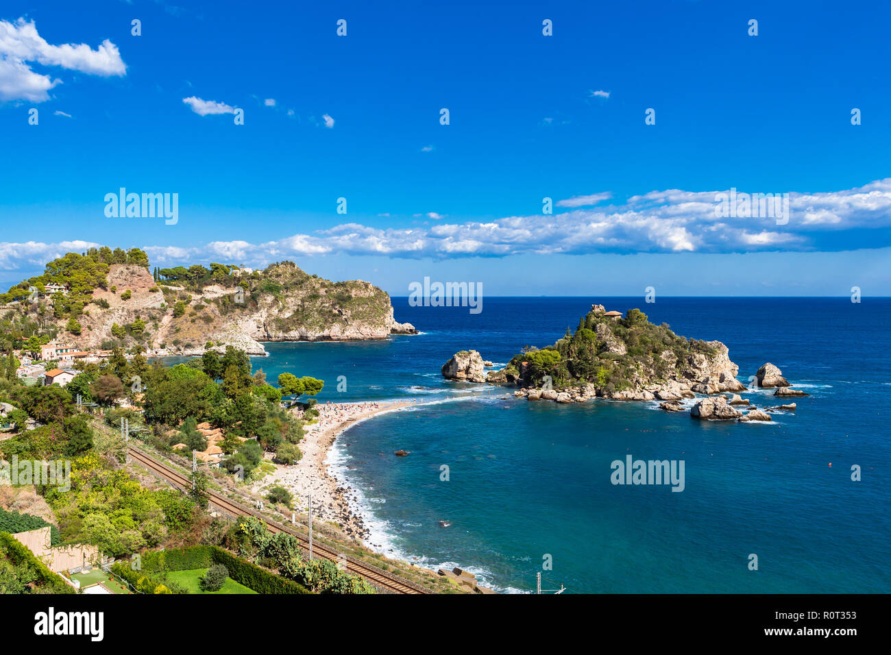 Beautiful beach at Isola Bella in Taormina, Sicily, Italy. Stock Photo