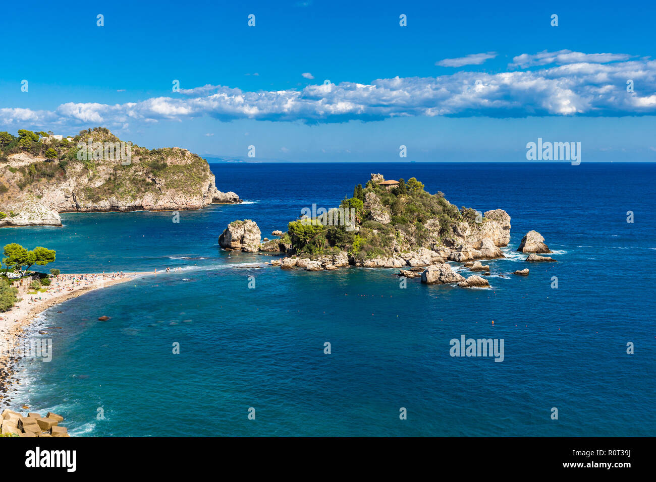 Beautiful beach at Isola Bella in Taormina, Sicily, Italy. Stock Photo