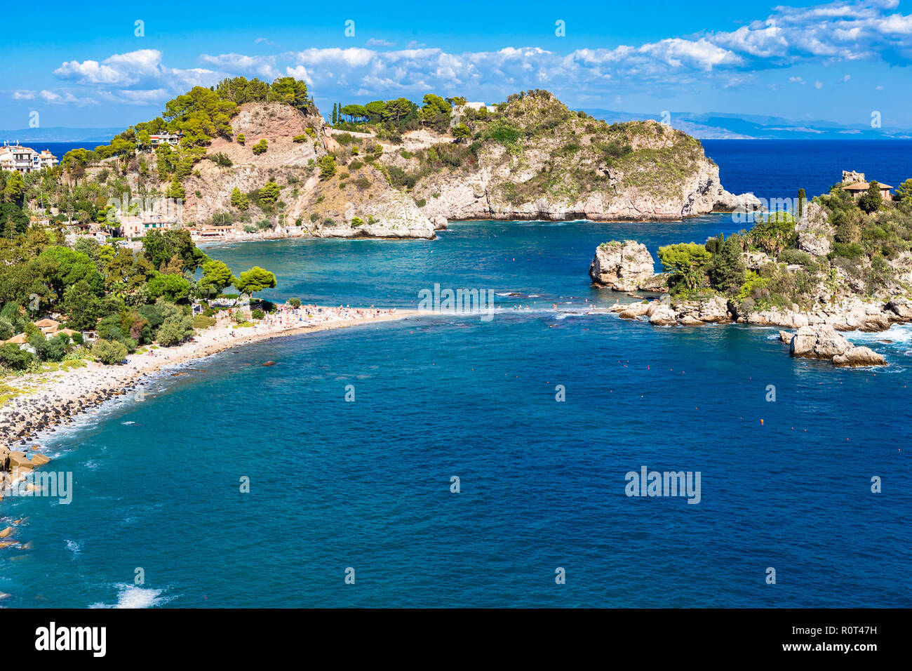 Beautiful beach at Isola Bella in Taormina, Sicily, Italy. Stock Photo