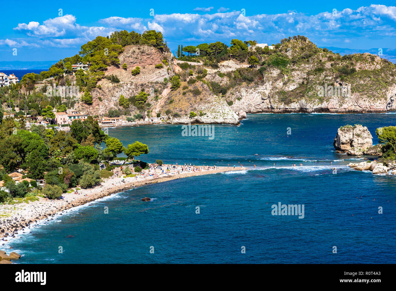 Beautiful beach at Isola Bella in Taormina, Sicily, Italy. Stock Photo