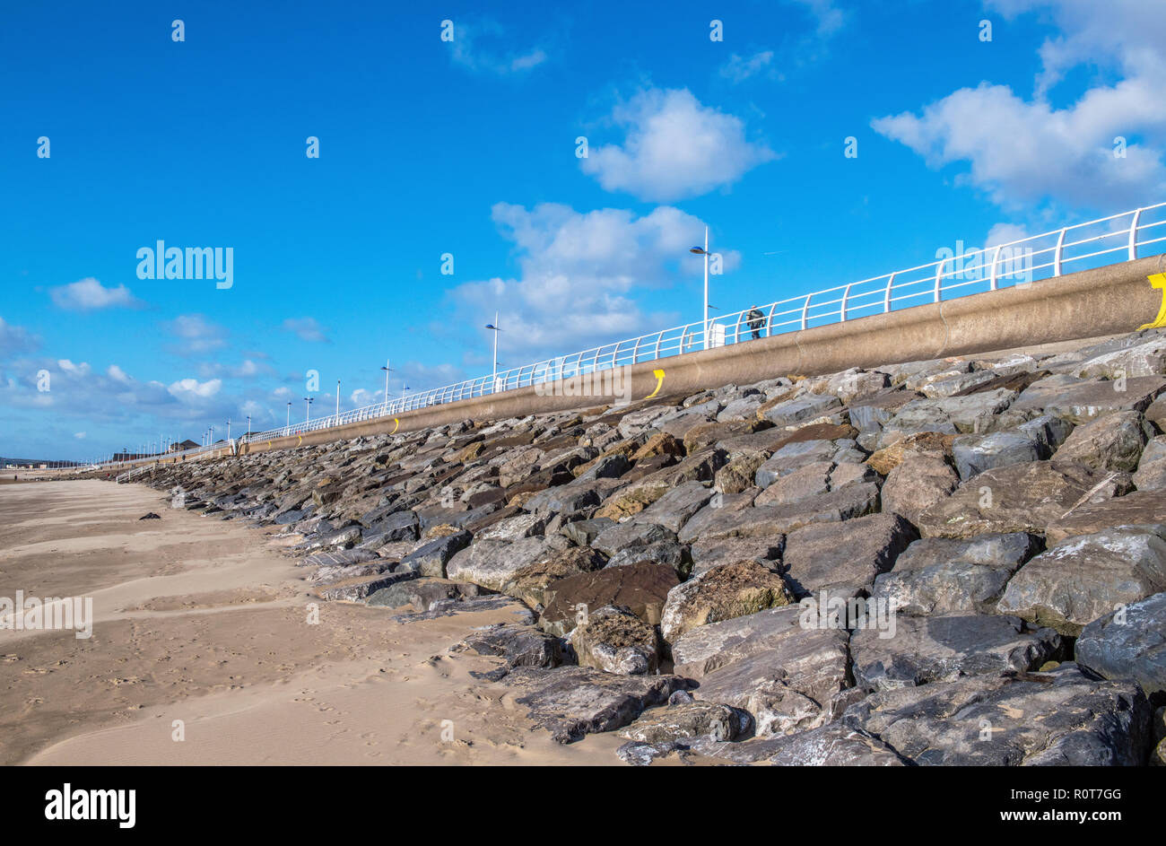 The Sea Wall at Aberavon Beach on the South Wales coast Stock Photo