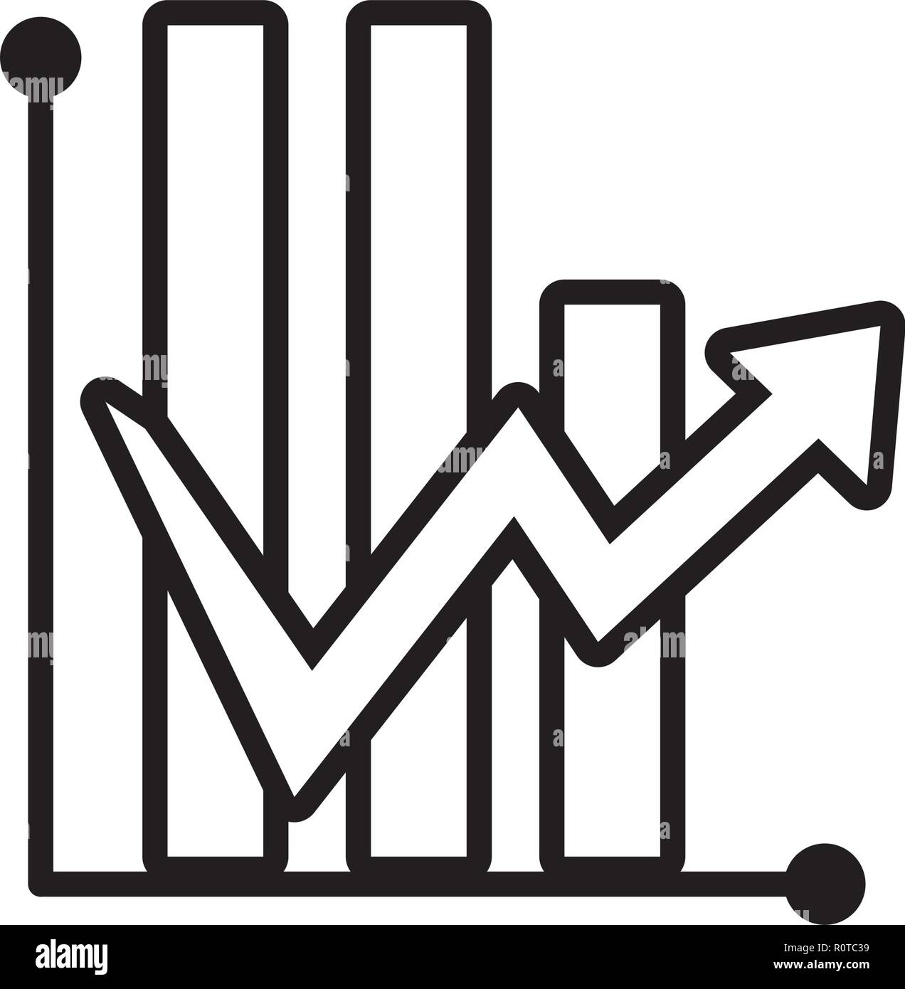 statistical graphics in bars with arrow up vector illustration design Stock Vector