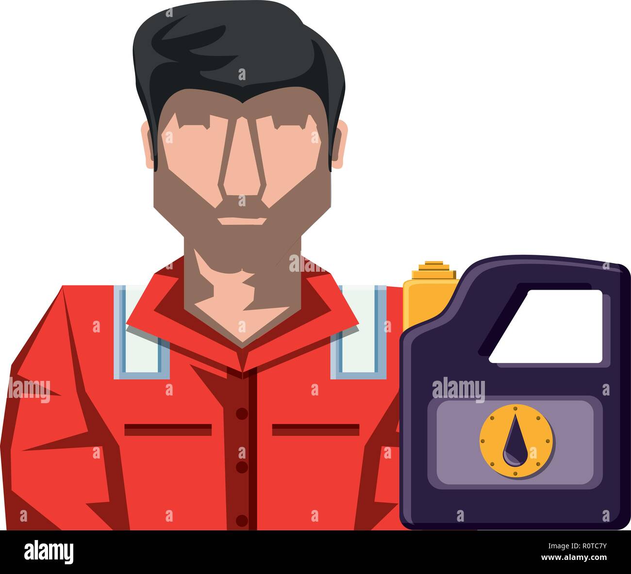 worker character with gallon of gasoline vector illustration design ...