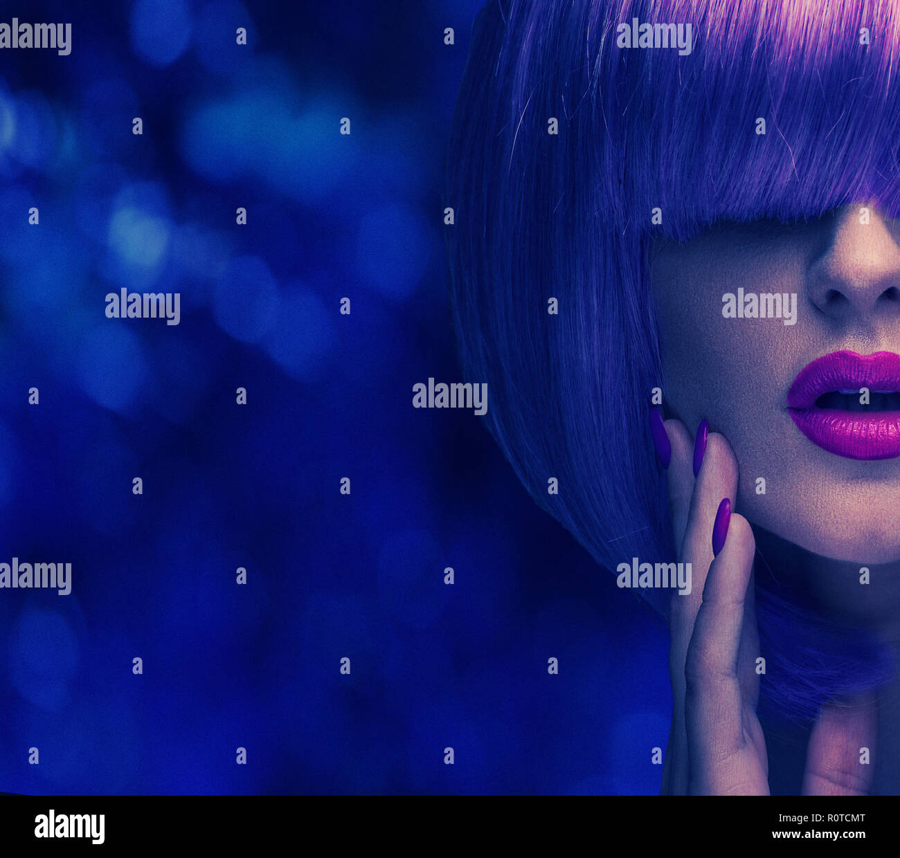 Colorful portrait of a woman wearing fashionable hairpiece Stock Photo