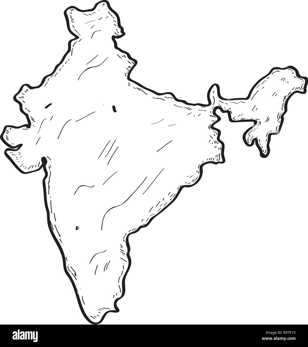Sketch of a map of India Stock Vector