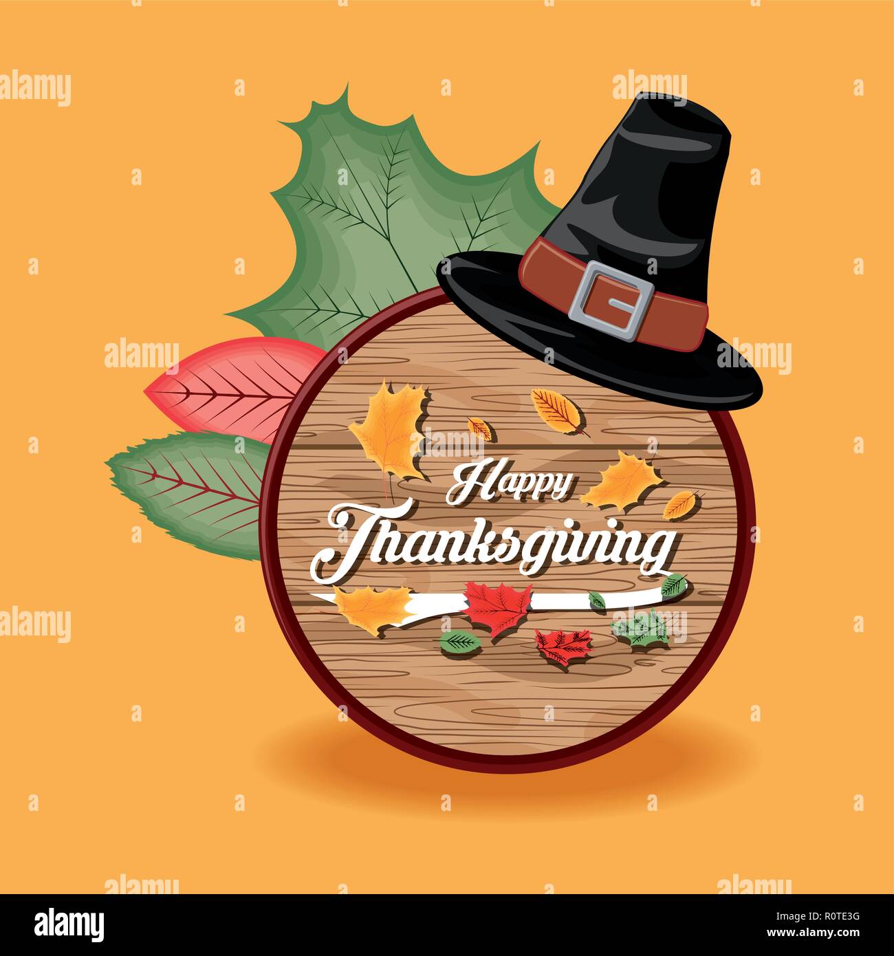 pilgrim hat in frame of thanksgiving day vector illustration design ...
