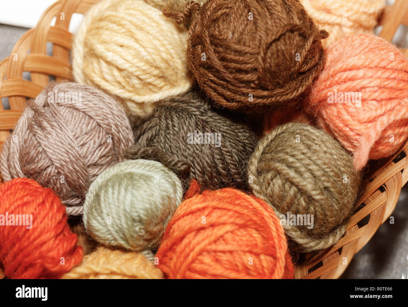 woolen colorful balls of yarn, mushroom dye Stock Photo Alamy
