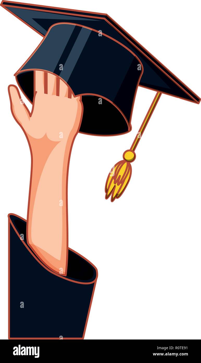 hand with hat graduation isolated icon vector illustration design Stock ...