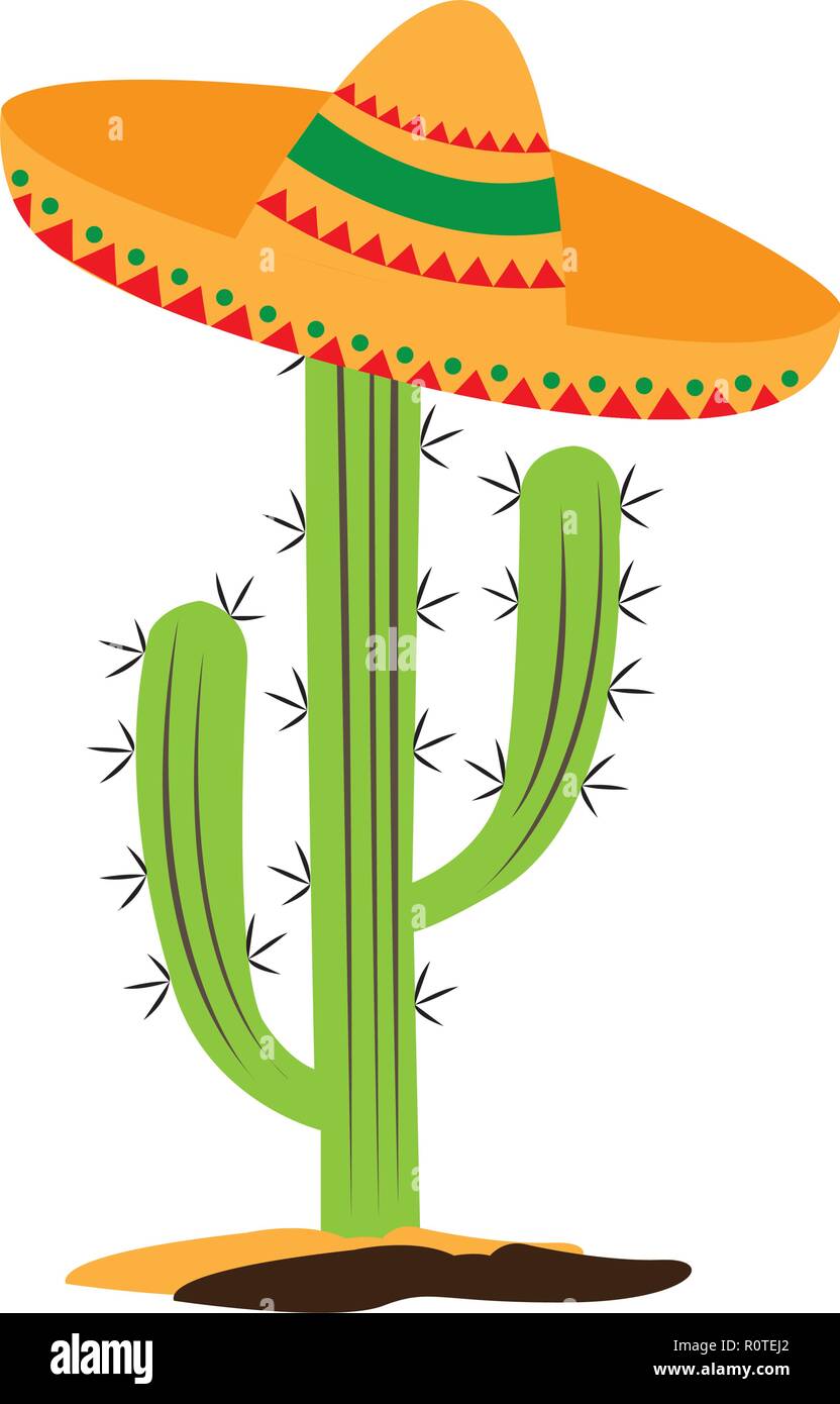 Isolated cactus with a mexican hat Stock Vector Image & Art - Alamy