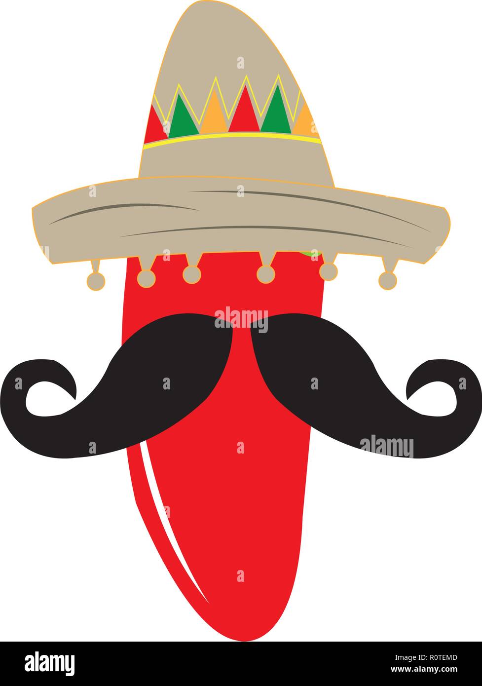 Pepper with a mustache and a mexican hat Stock Vector Image & Art - Alamy