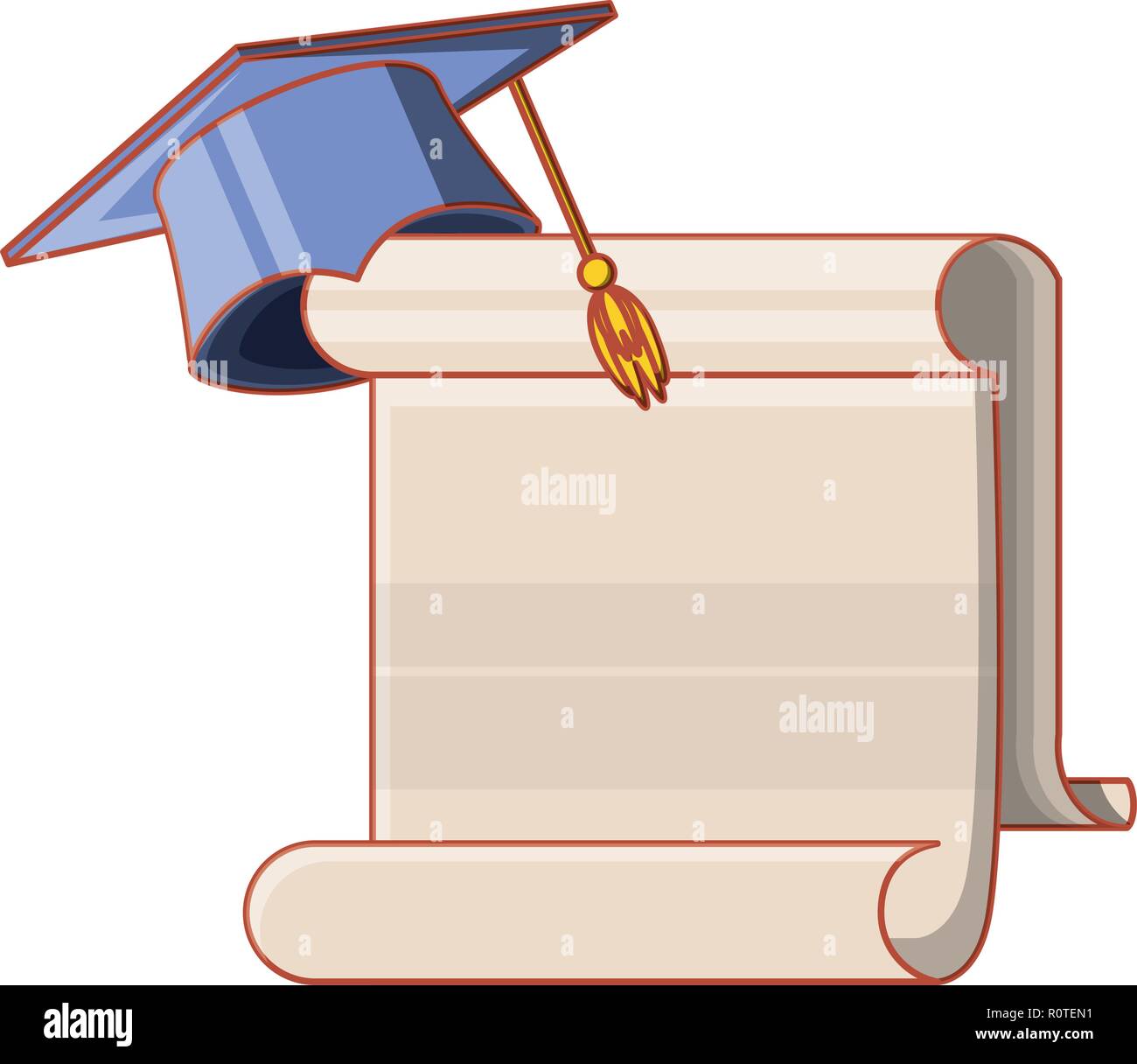 parchment paper with hat graduation vector illustration design Stock