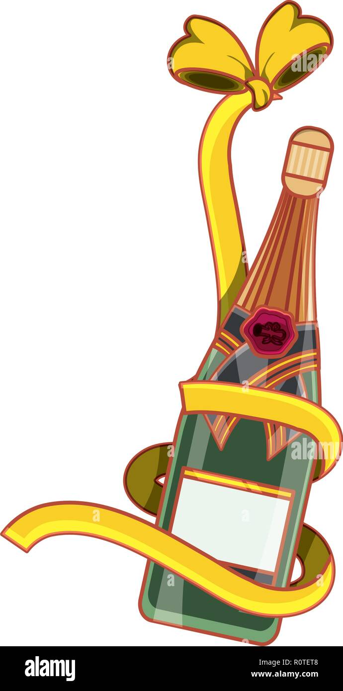 bottle of champagne with ribbon vector illustration design Stock Vector ...
