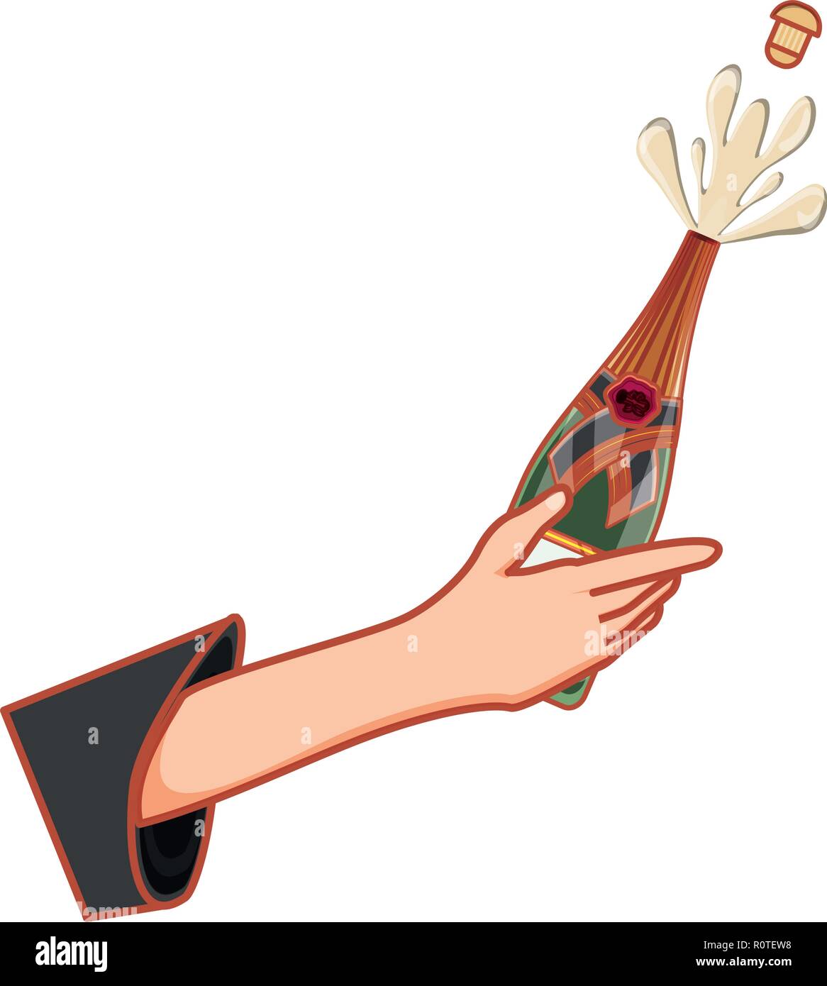 hand with bottle of champagne vector illustration design Stock Vector ...