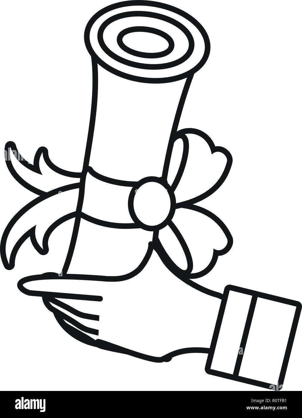 hand with graduation certificate isolated icon vector illustration ...