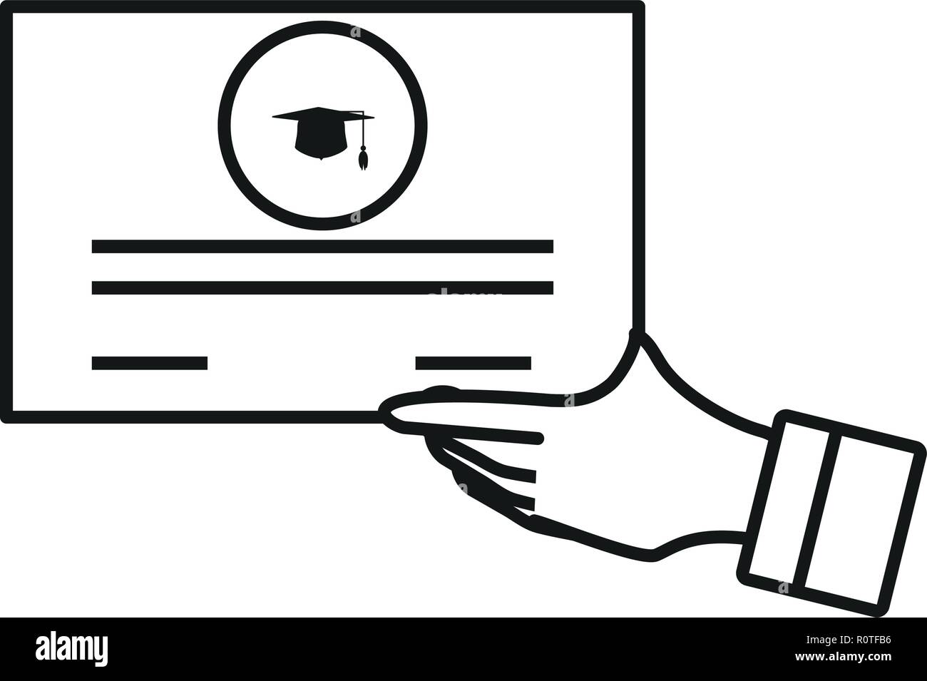 hand with graduation certificate isolated icon vector illustration ...