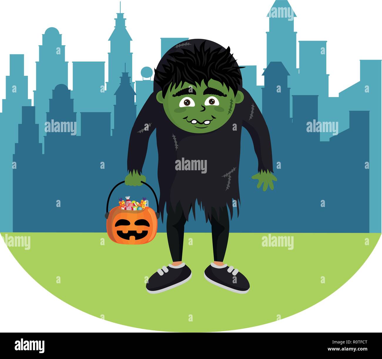 Kid with halloween costume Stock Vector