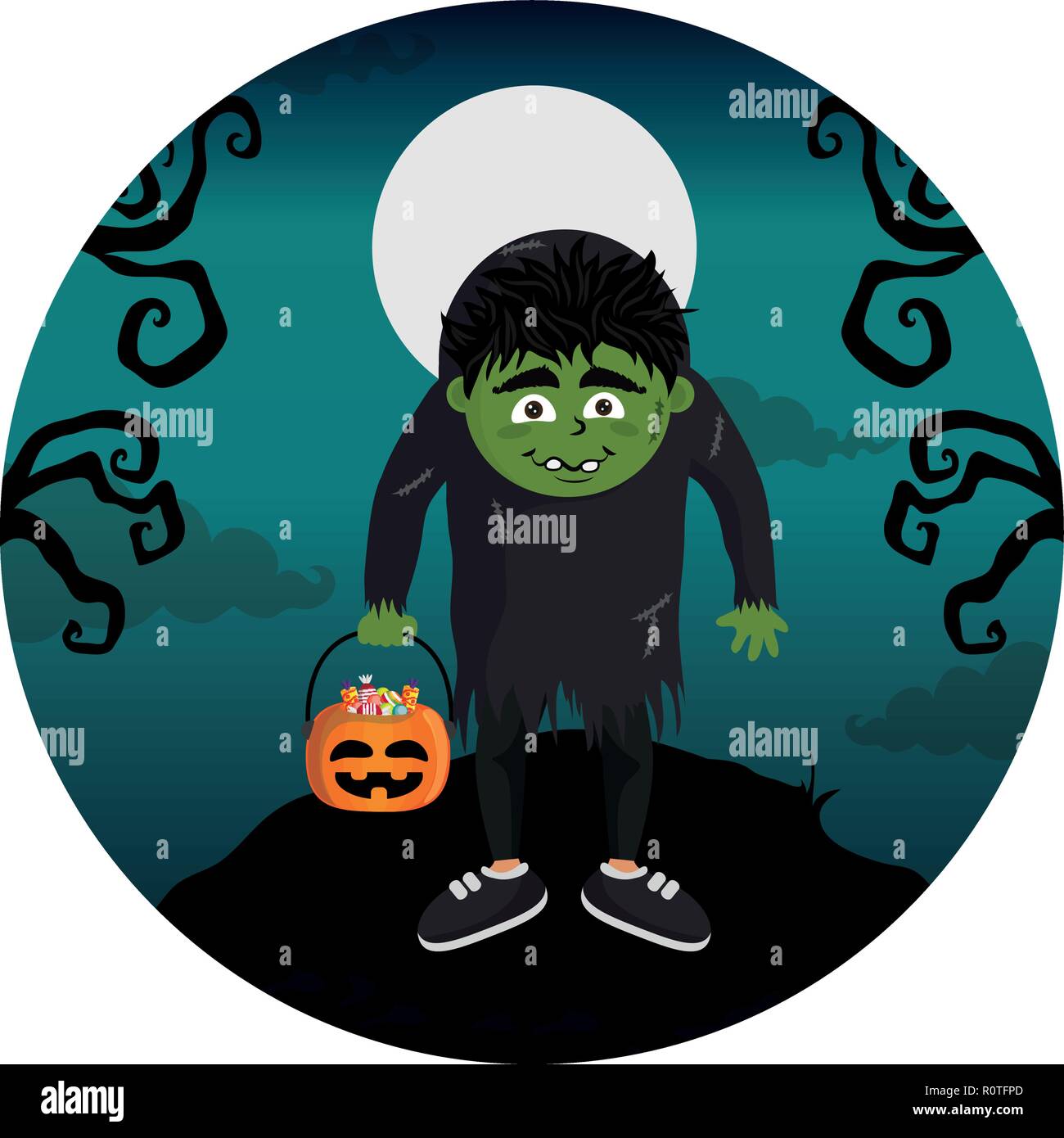 Kid with halloween costume Stock Vector