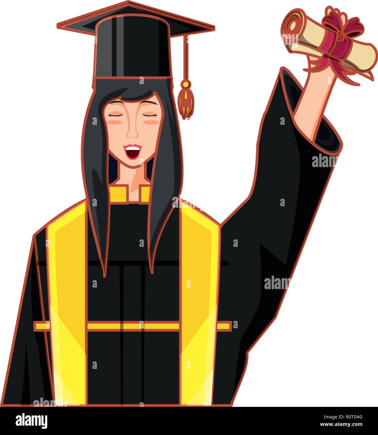 young woman graduated with diploma vector illustration design Stock ...