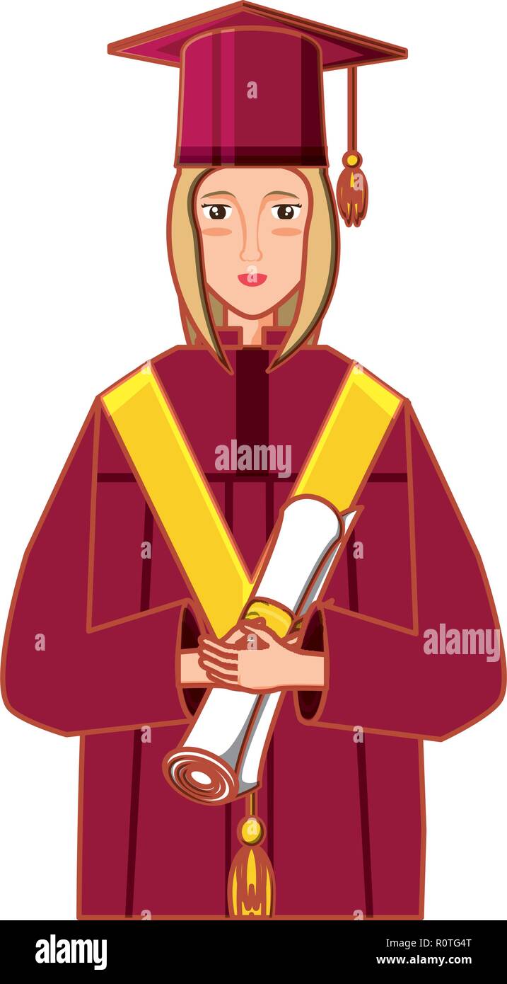 young woman graduated with diploma vector illustration design Stock ...