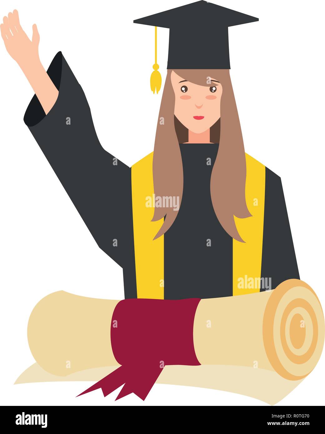 young woman graduated with diploma vector illustration design Stock ...