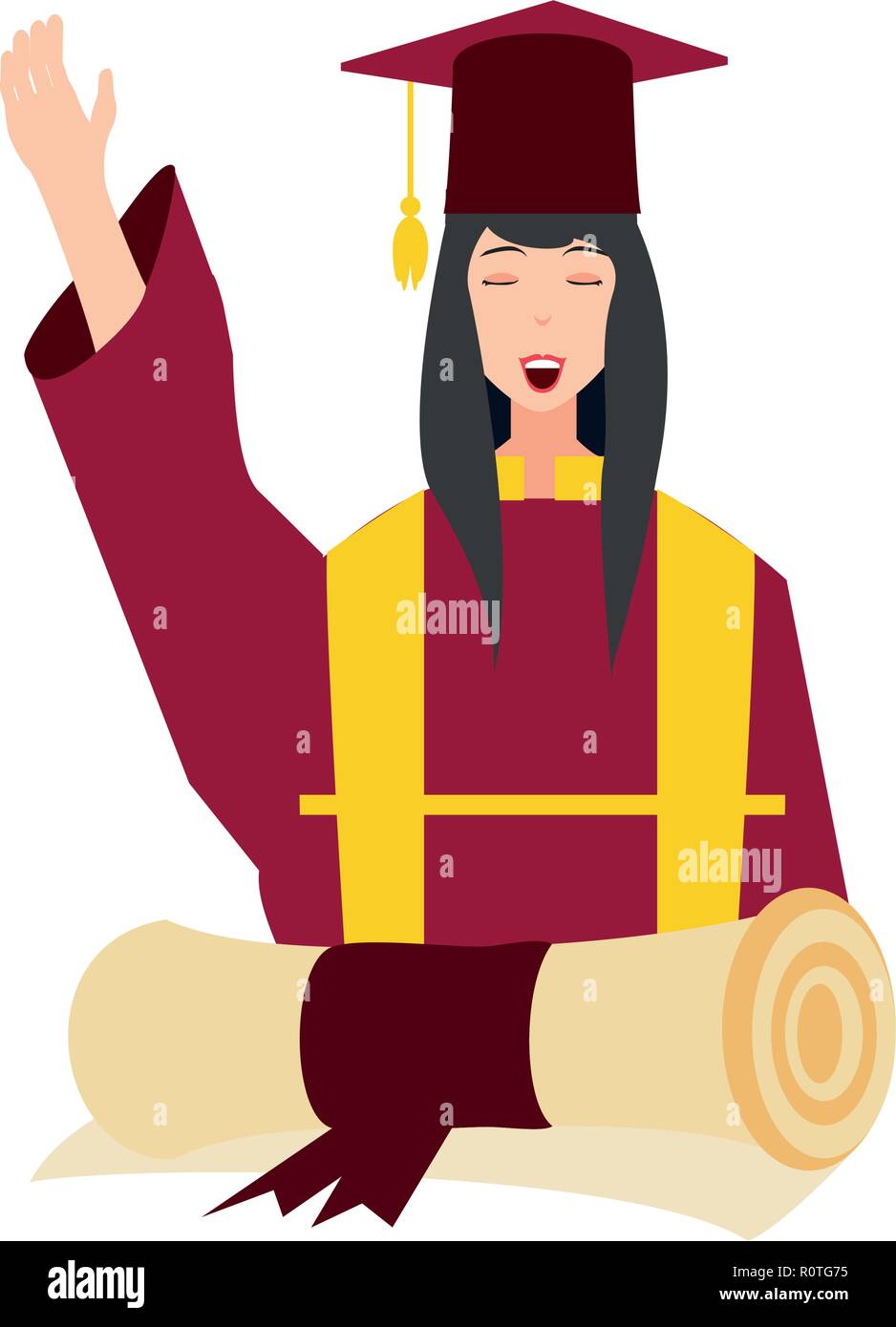 young woman graduated with diploma vector illustration design Stock ...