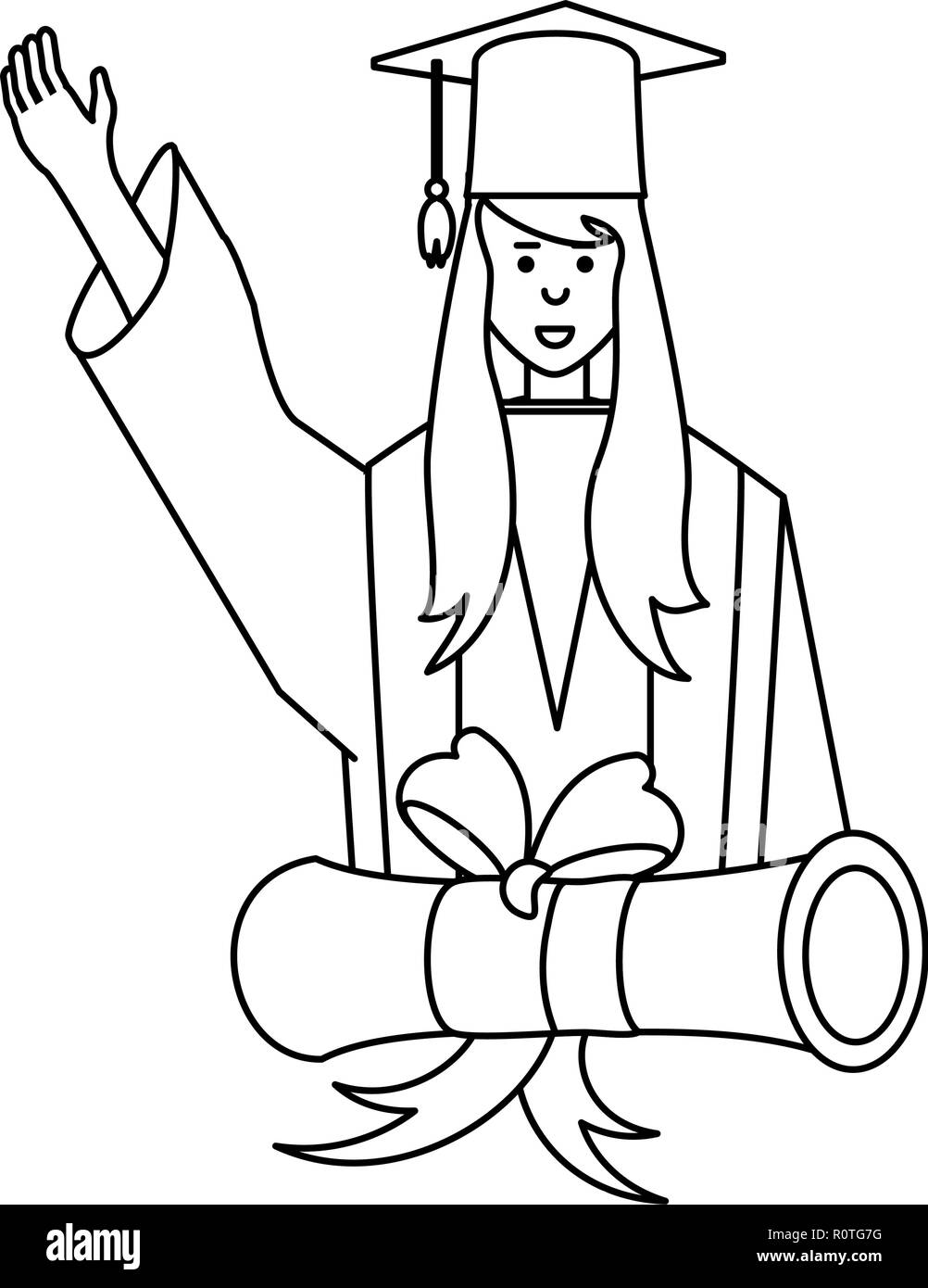 young woman graduated with diploma vector illustration design Stock ...