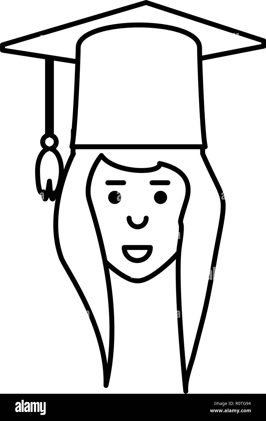 head of young woman graduated avatar character Stock Vector Image & Art ...