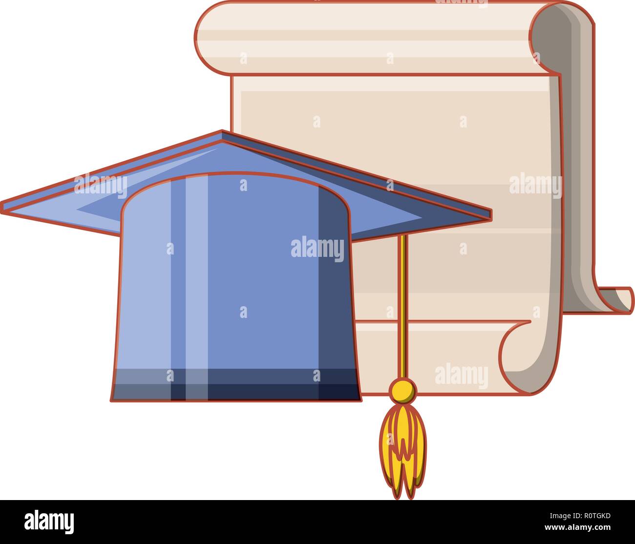 parchment paper with hat graduation vector illustration design Stock Vector
