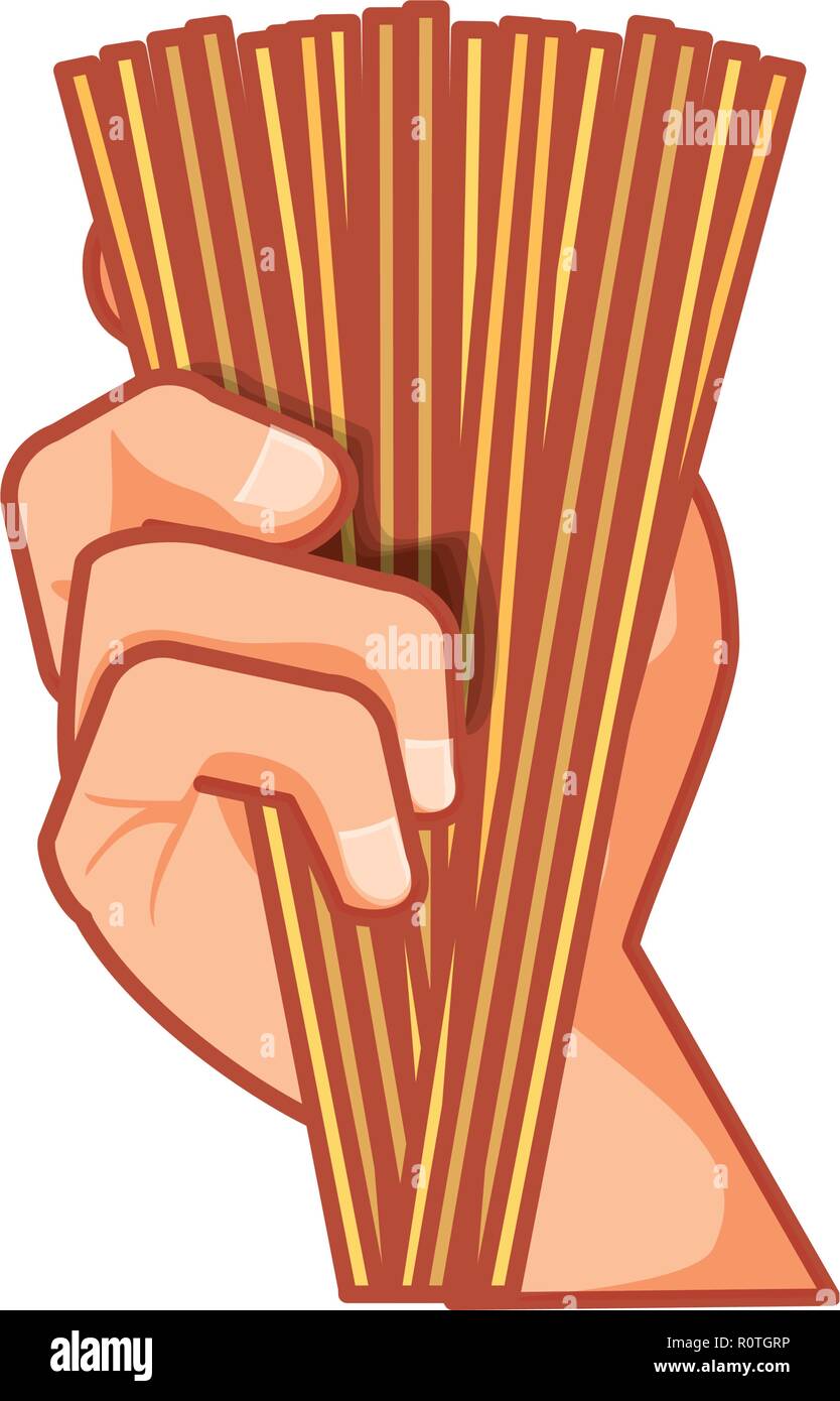 hand with spaghettis raws vector illustration design Stock Vector