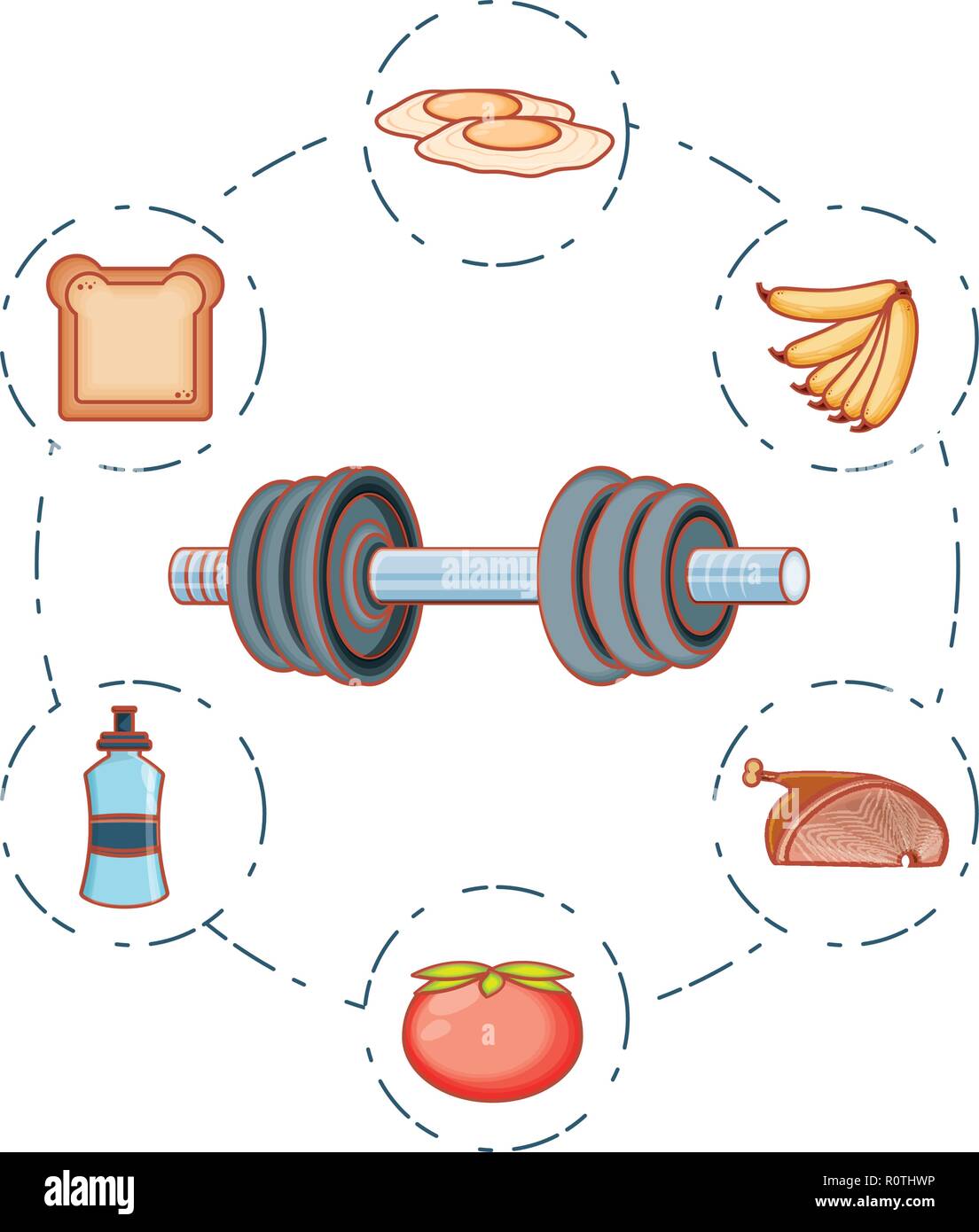 dumbbell sport fitness with set icons vector illustration design Stock ...