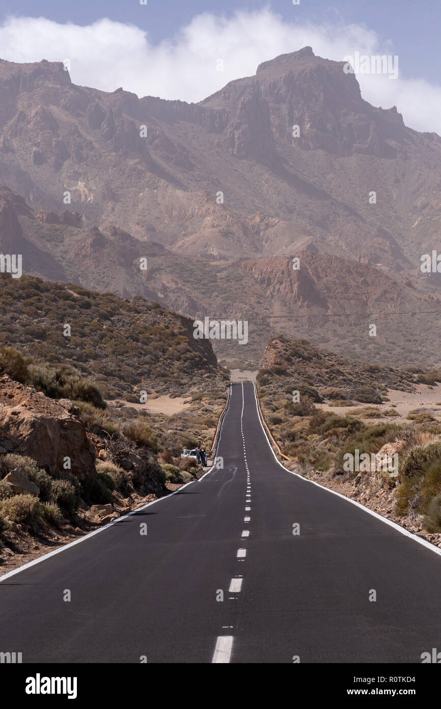 Road in the Teide National Park on Tenerife in the Canary Islands Stock Photo
