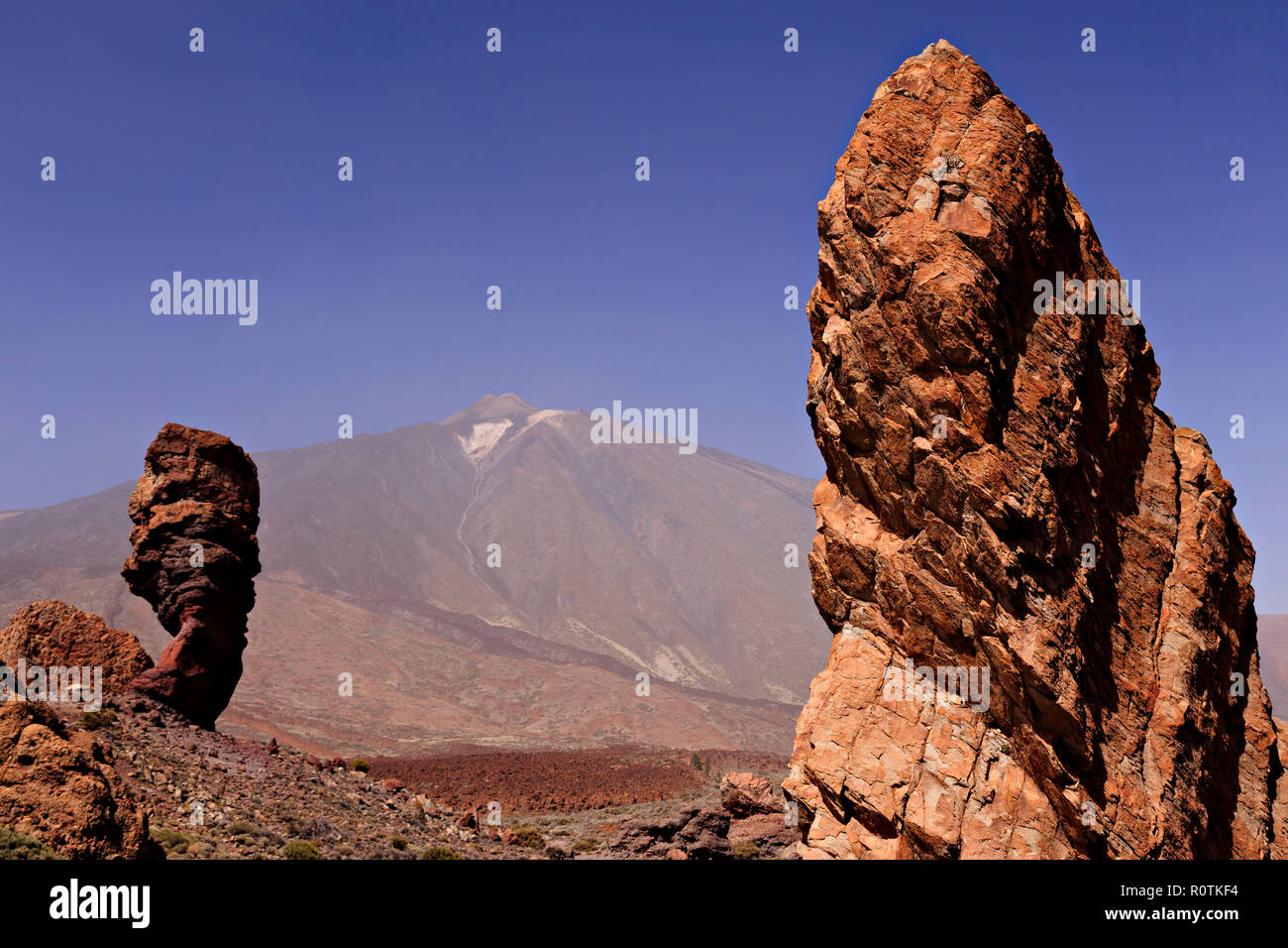 Mount Teide volcano with Roques de Garcia on Tenerife in the Canary Islands Stock Photo